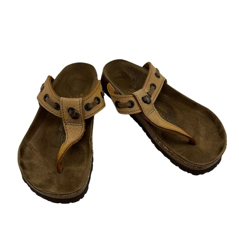 Birkenstock Papillio Womens Leather Sandals Size 36 Brown T-Strap Thong Slippers